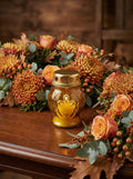 Glass Vigil Lamp 8h, Yellow Candle Lamp, Orthodox Lampada, Memorial Candle, Church Candle Holder