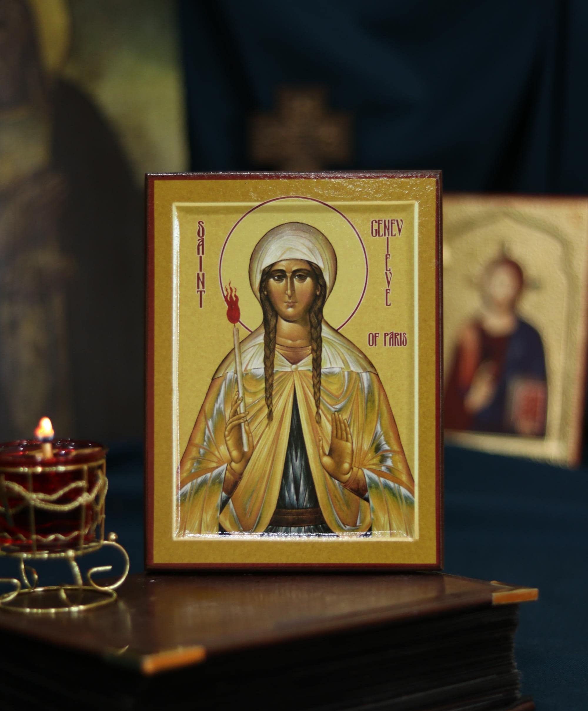 Saint Genevieve of Paris Orthodox Wooden Icon Christian Prayer