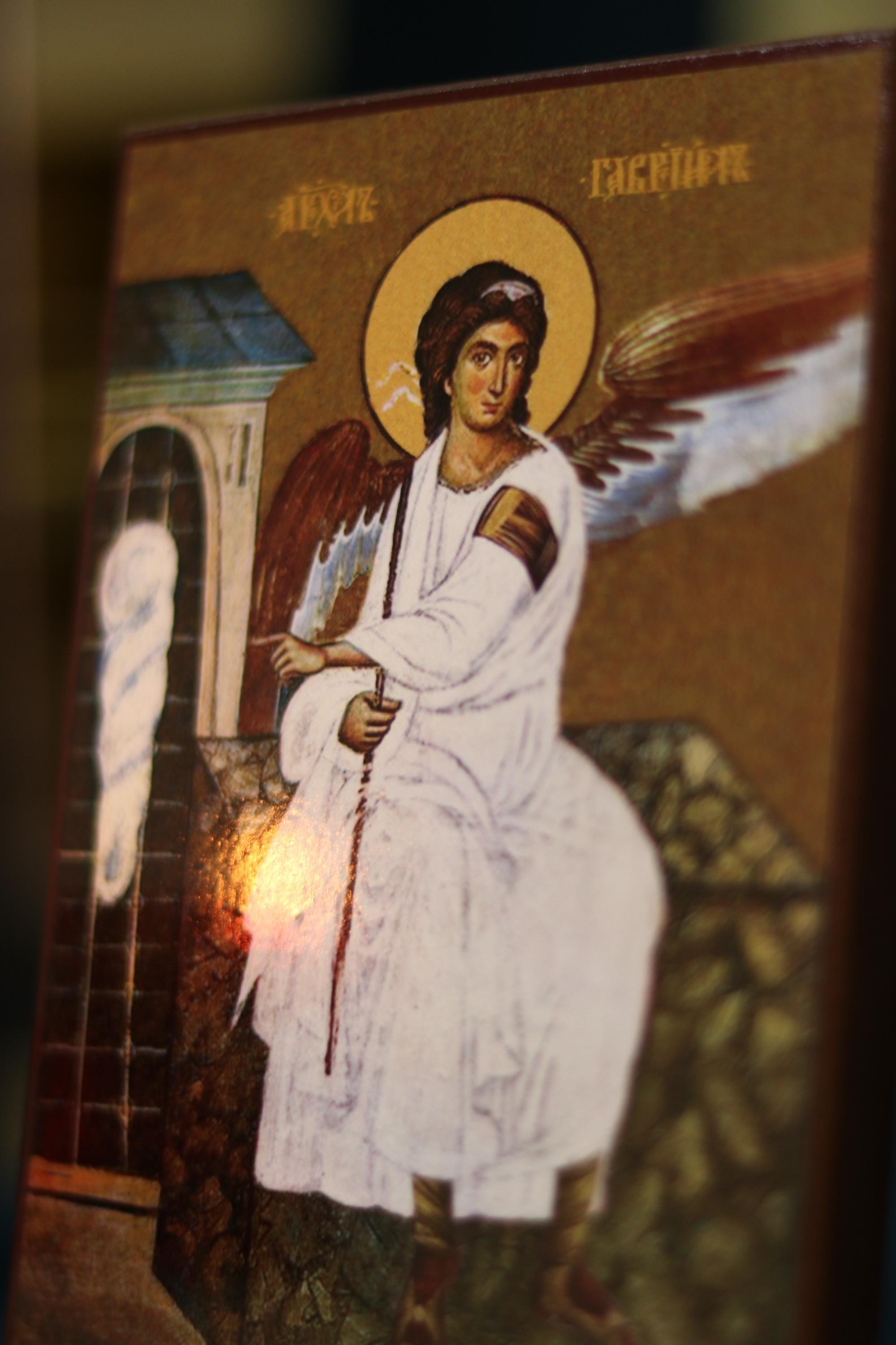 Orthodox Wooden Icon 6.3x4.7 in., Archangel Gabriel Icon, Christian Wall Art