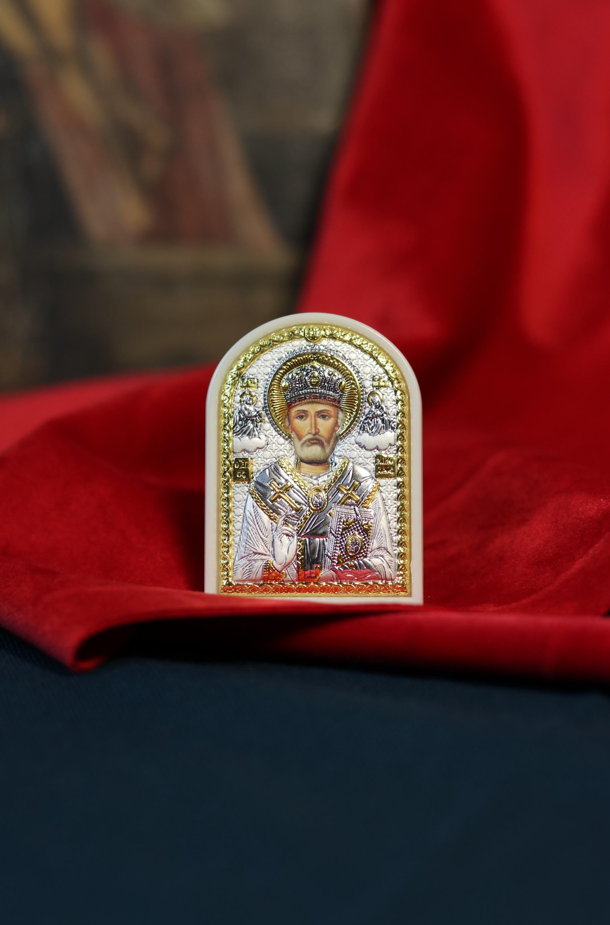 Orthodox icon of Nicholas the Wonderworker, silver icon, Orthodox silver icon, Orthodox icon, Religious icon, Christian icon, Greek icon