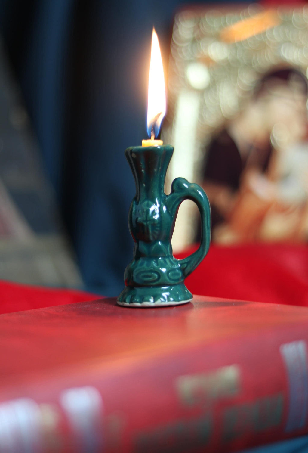 Orthodox Ceramic Candle Holder – Green Glazed 7cm Prayer Corner Candlestick with Cross Relief,  Orthodox candlestick, Ceramic candlestick