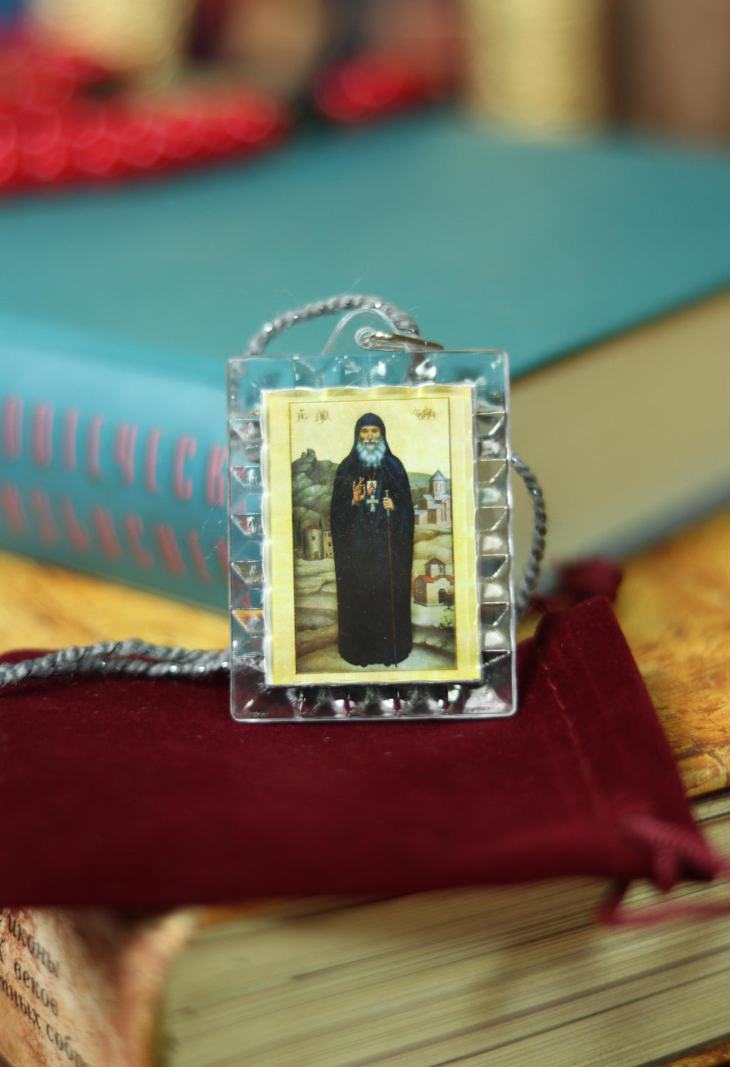 Orthodox Car Pendant Icon 1.6x2 in, Blessed Icon of Saint Gabriel Urgebadze, Religious Car Charm, Christian Gift, Travel Protection