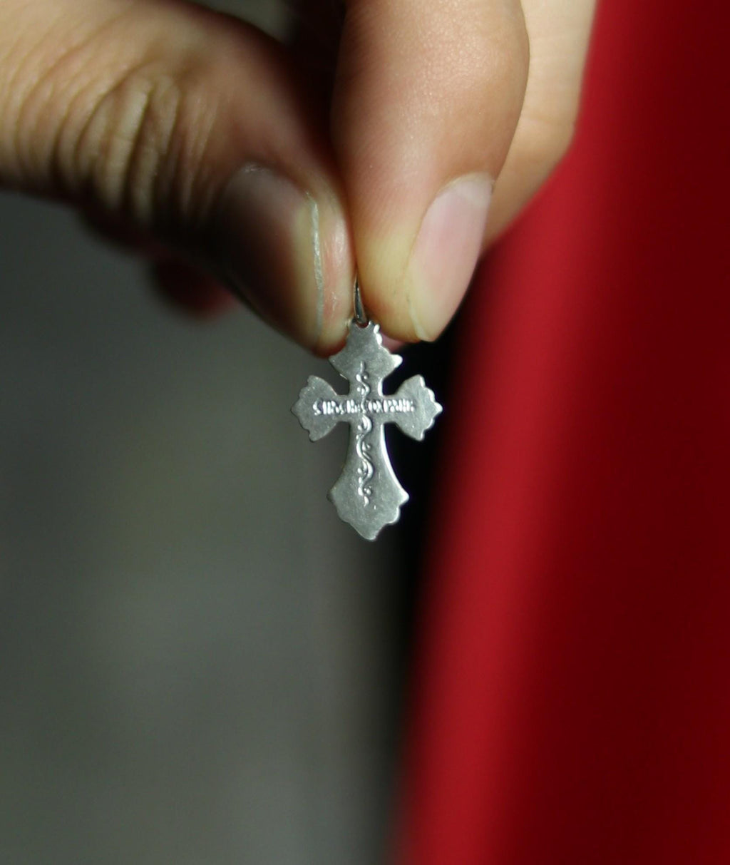 Orthodox Blackened Cross Pendant – Sterling Silver 925 – 1.2×1.7 cm – 1.05 g – Mini Crucifix Necklace, Orthodox pendant, Spiritual necklace
