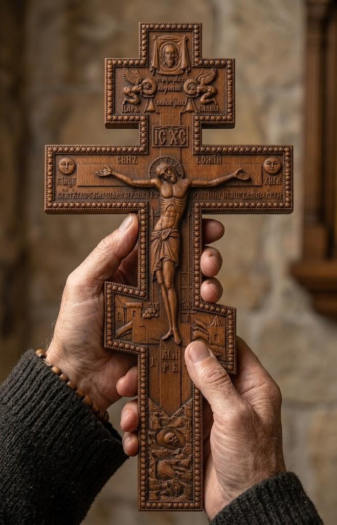 Wooden Orthodox Crucifix Wall Cross 7.9-19.7in Jesus Christ Wall Decor