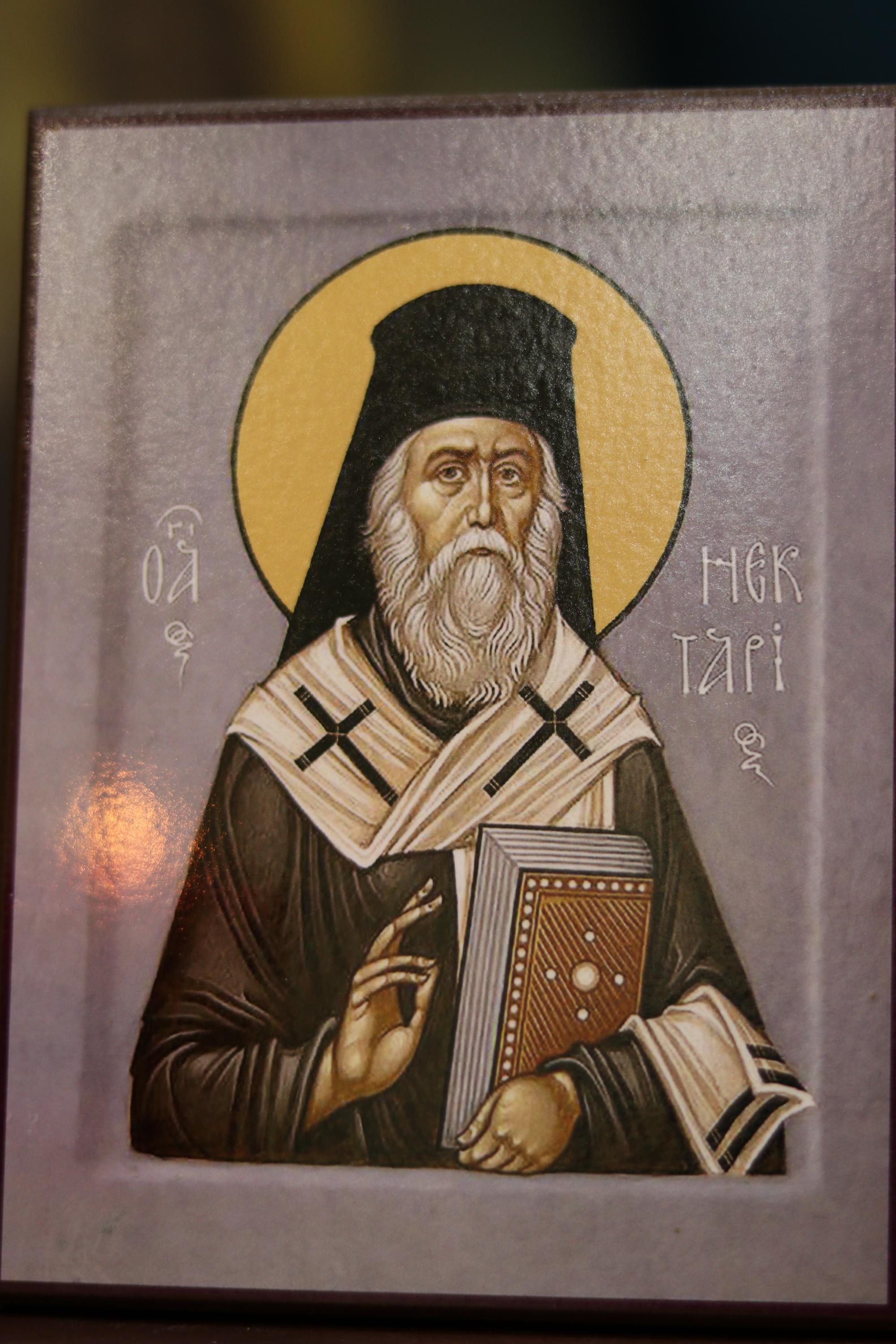 Orthodox Icon St Nektarios Wooden Icon Ash Wooden Icon