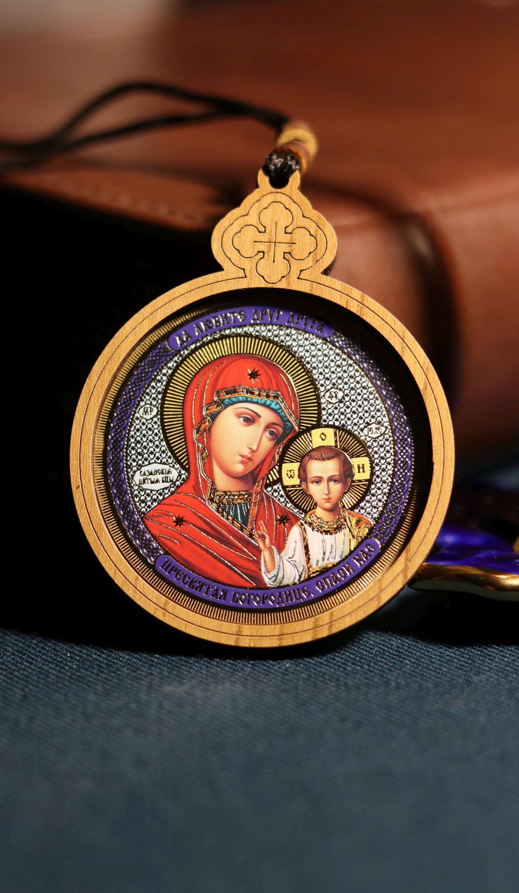 Pendant cross with icon in car | Wooden pendant in car | Cross in car | Pendant with icons | Pendant | Wooden cross | Tassel pendant | Cross