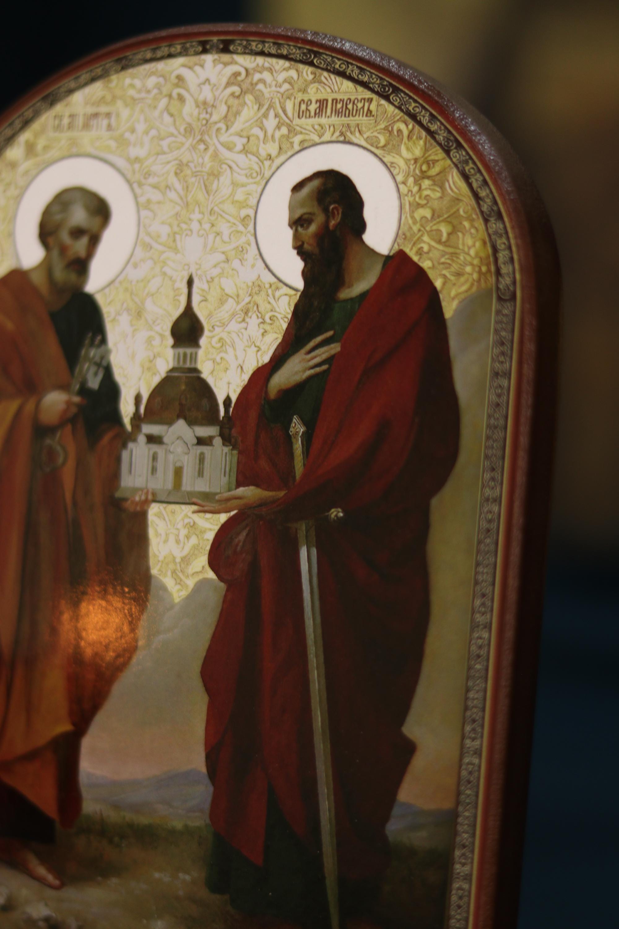 Sts. Peter and Paul Wooden Icon Orthodox Religious Plaque 6.3x4.3in
