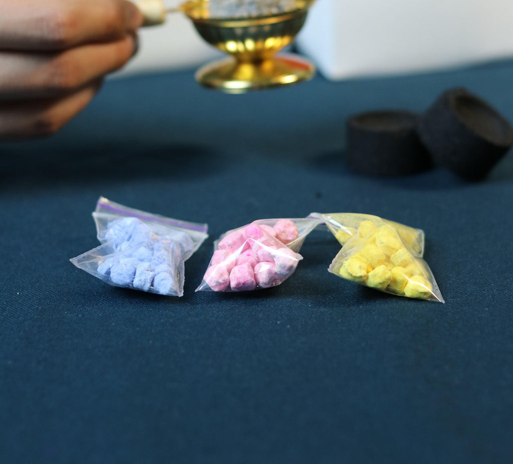 For Home Incense Set: 2in Brass Censer, 6 Charcoal Tablets (0.94in), 50g Greek Monastery Incense