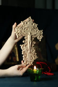 12in Beech Wood Crucifix, Hand Carved Wooden Cross, Cross of Lord Jesus Christ, Christian Cross, Orthodox Cross, Wall Cross