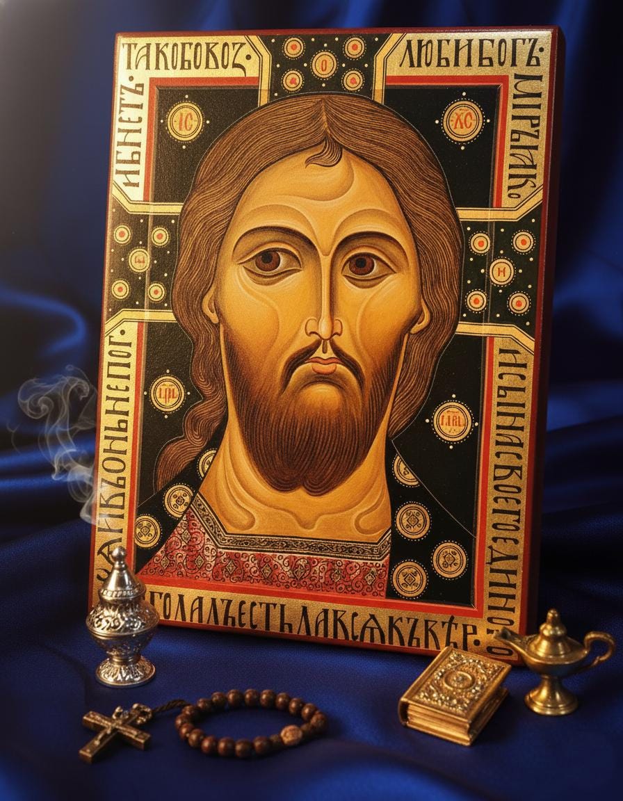 Jesus Christ Savior Icon 6.3x4.7 in, Jesus Christ Savior Icon, Golden Hair Icon, Orthodox Icon, Christian Gift, Prayer Corner, Travel Icon