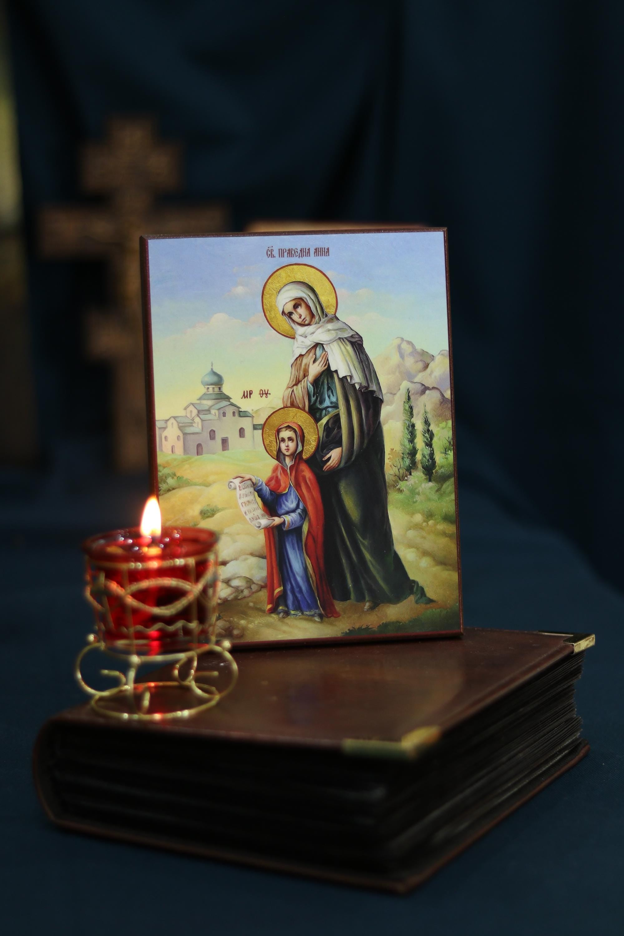 Righteous Saint Anna Icon Orthodox Wooden Icon Christian Wall Decor