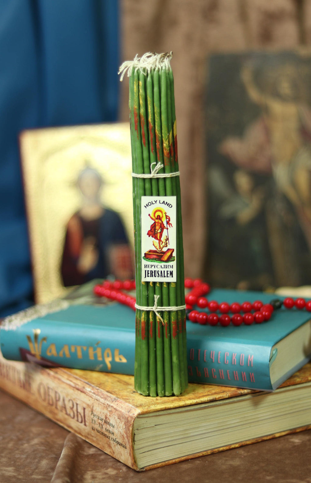 Green Jerusalem Candles 33pcs, Orthodox Candles, Church Candles, Prayer Candle, Religious Candles, Christian Candles, Spiritual Candles