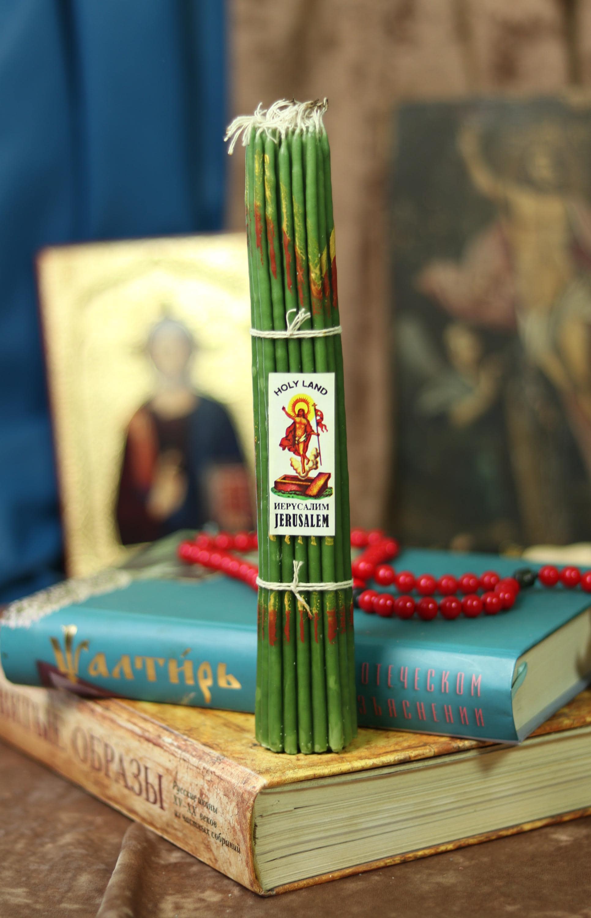 Green Jerusalem Candles 33pcs, Orthodox Candles, Church Candles, Prayer Candle, Religious Candles, Christian Candles, Spiritual Candles