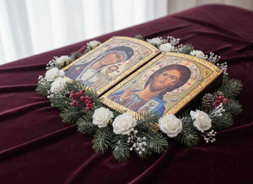 Orthodox Wedding Icon Set (different sizes): Mother of God & Christ Icons.