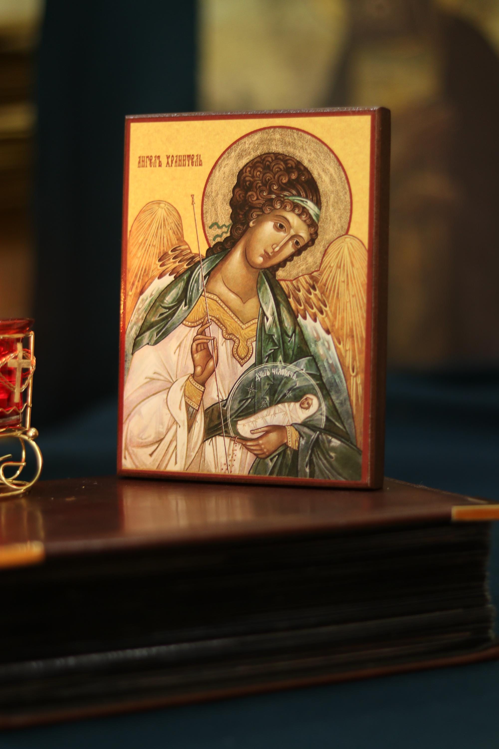 Wooden Orthodox Icon 6.3in, Guardian Angel Icon, Christian Icon
