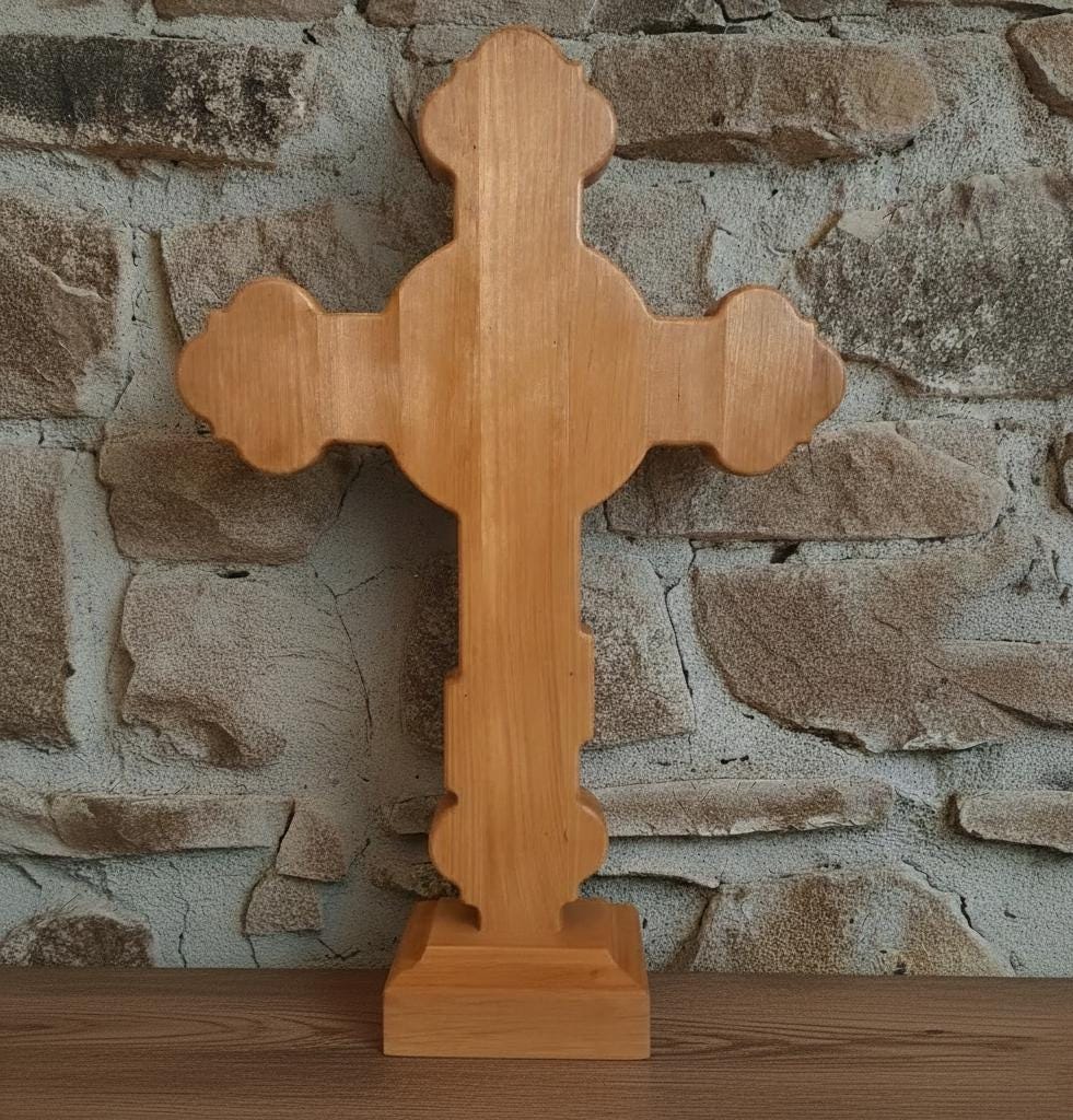 16.1 Inch Wooden Cross, Orthodox Cross, Crucifix, Jesus Christ Cross, Christian Cross, Standing Cross, Church Cross, Religious Decor