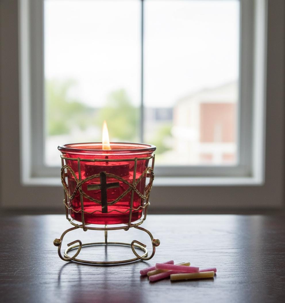 Glass Oil Lamp With Floating Floater, Icon Lamp, Home Censer, Prayer Light, Orthodox Decor
