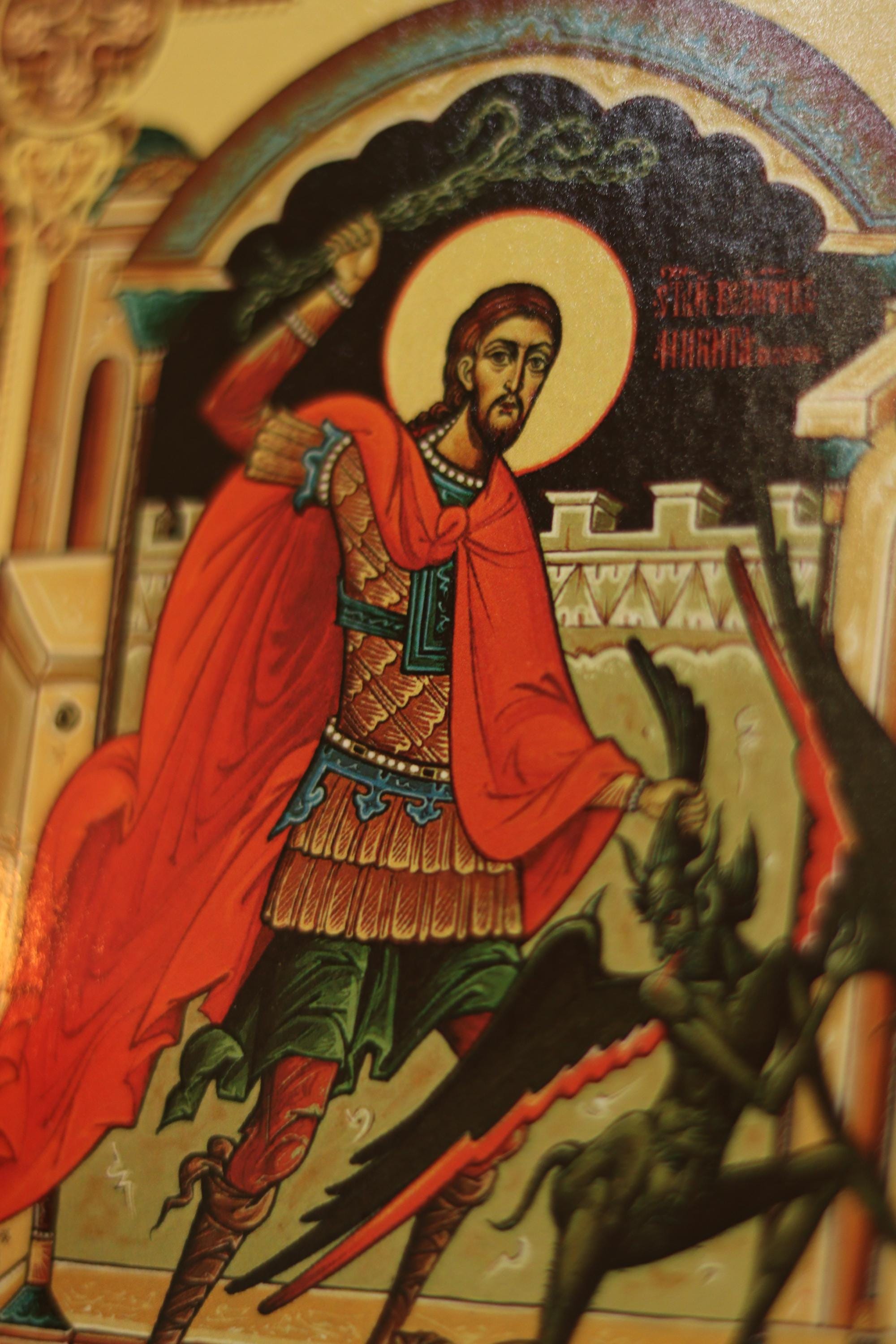 St George Icon on Wood 6.3x4.7 in 200g, Orthodox Religious Decor