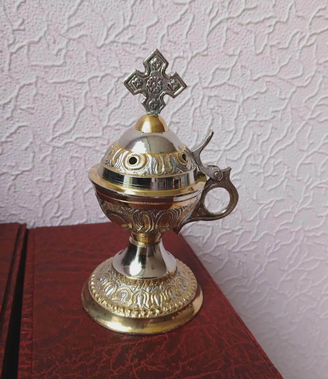 Incense Burner 5.5in x 2.3in Set, Greek Censer, Home Censer, Orthodox Incense, Church Incense.