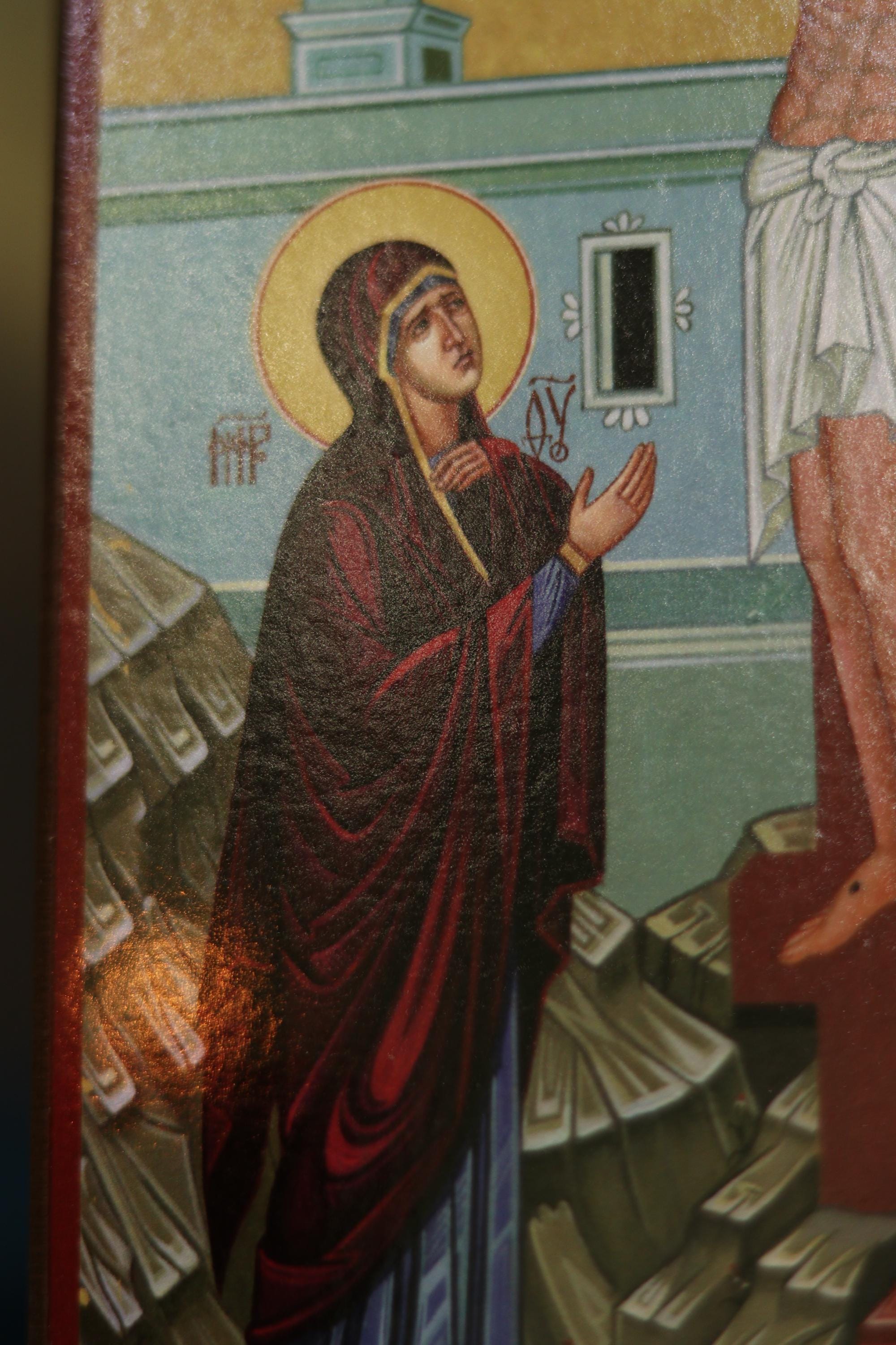 Crucifixion of Jesus Christ Icon Wooden Orthodox 7.9x5.9in