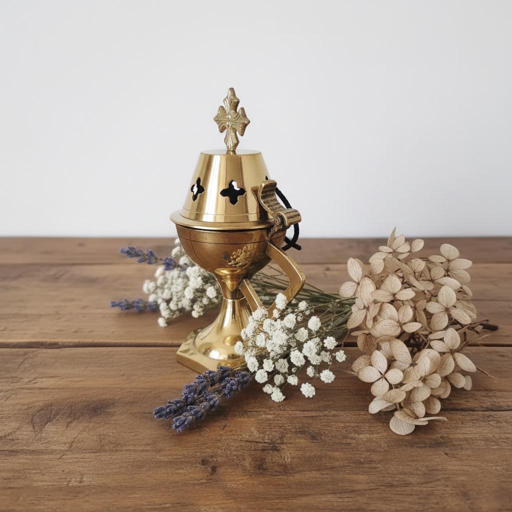 Metal Orthodox Tower Incense Burner, Greek Home Censer, Embossed Byzantine Censer, Church Incense Holder, Prayer Toolz