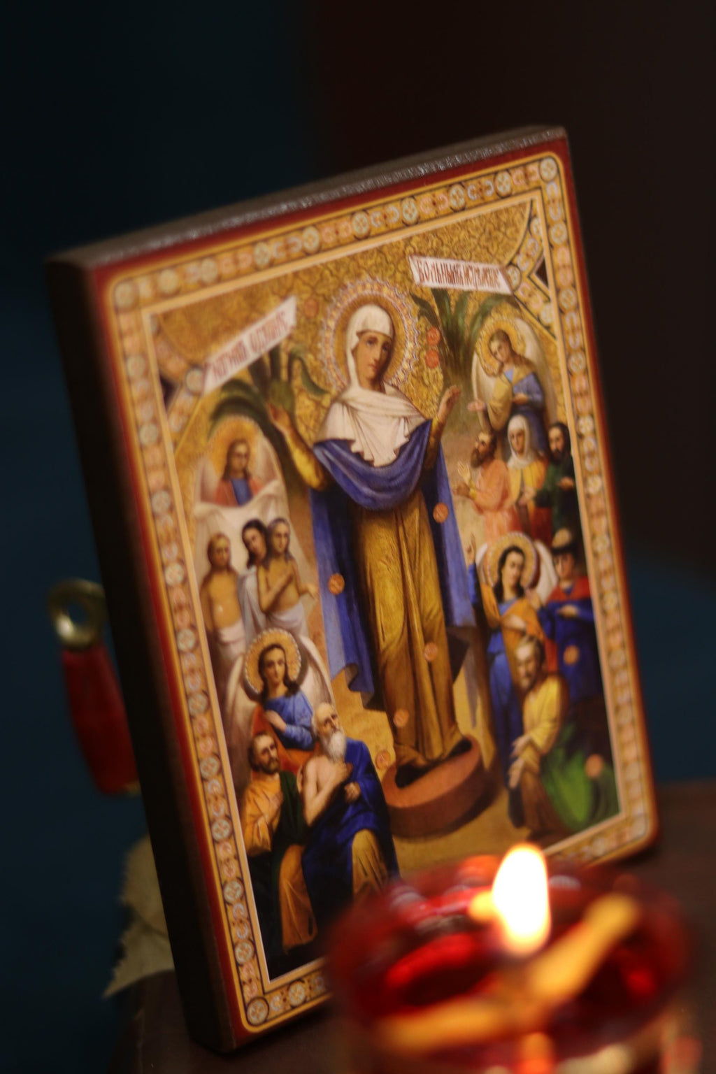 Joy of All Who Sorrow With Coins Wooden Icon Orthodox Icon
