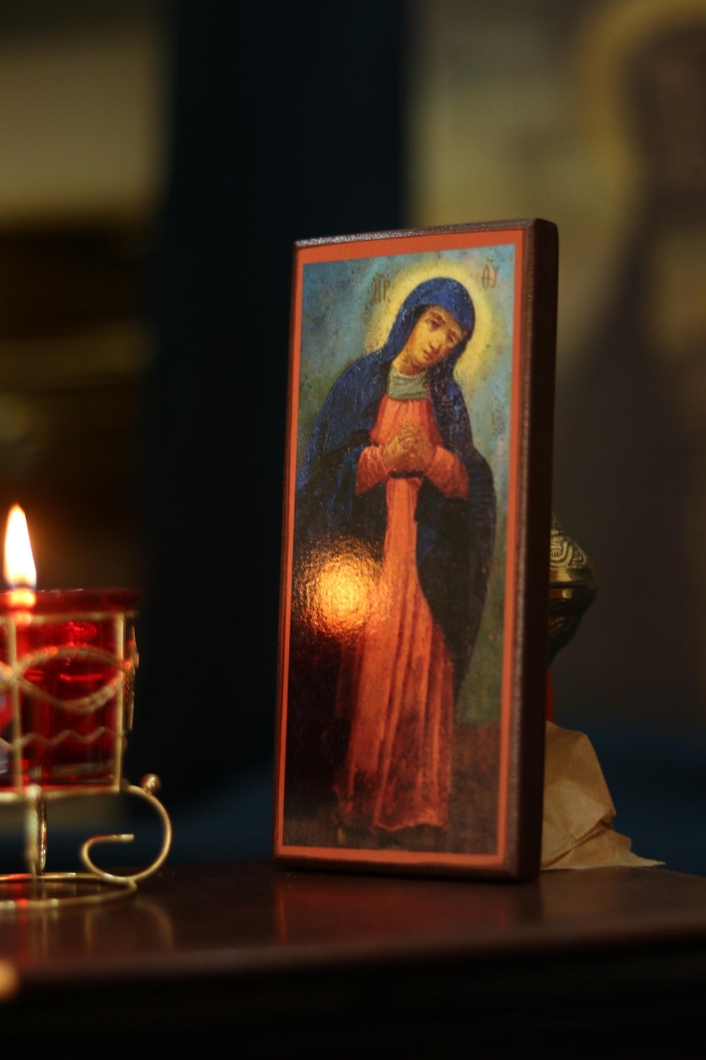 Orthodox Wooden Icon ., Sorrowful Mother of God