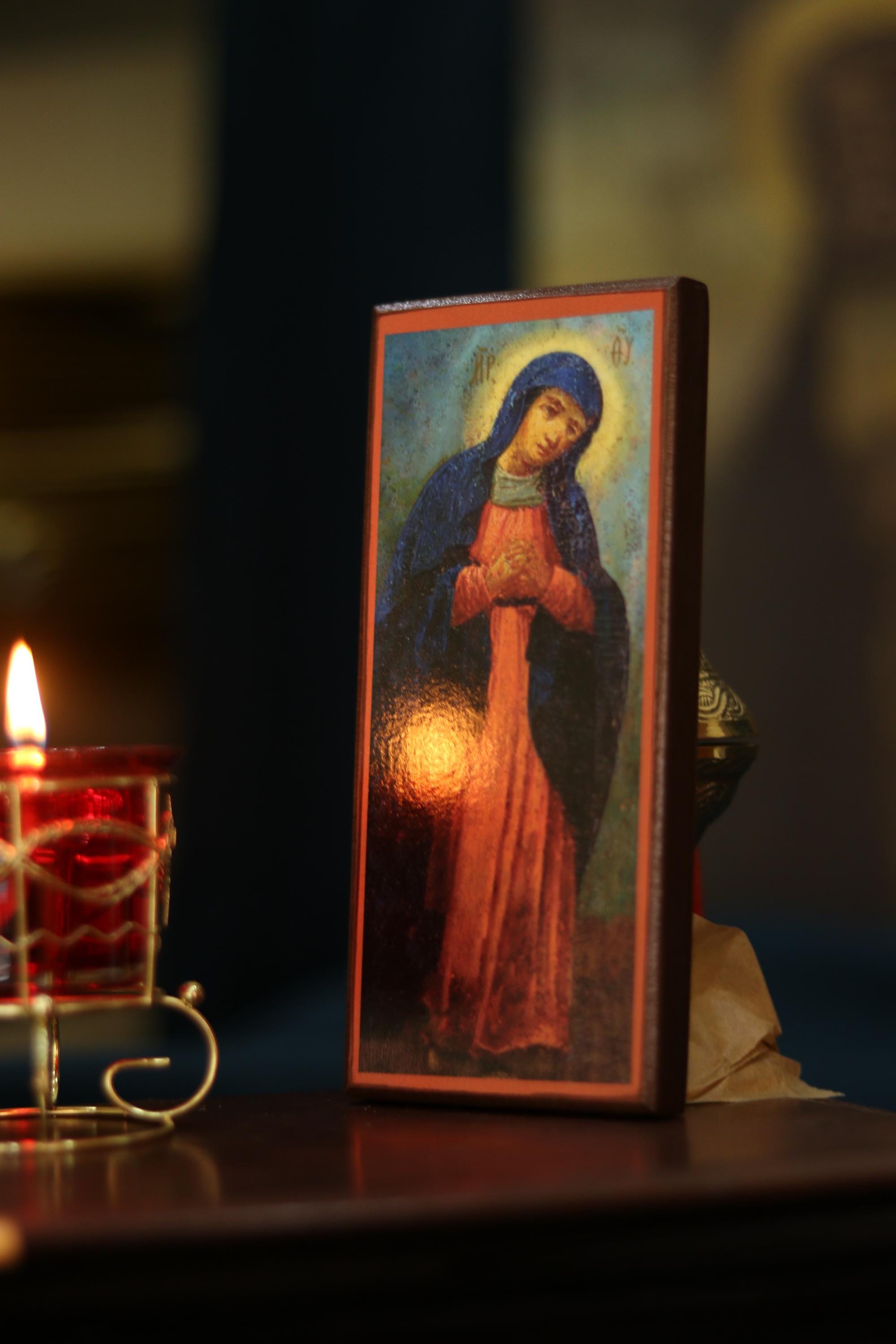 Orthodox Wooden Icon ., Sorrowful Mother of God