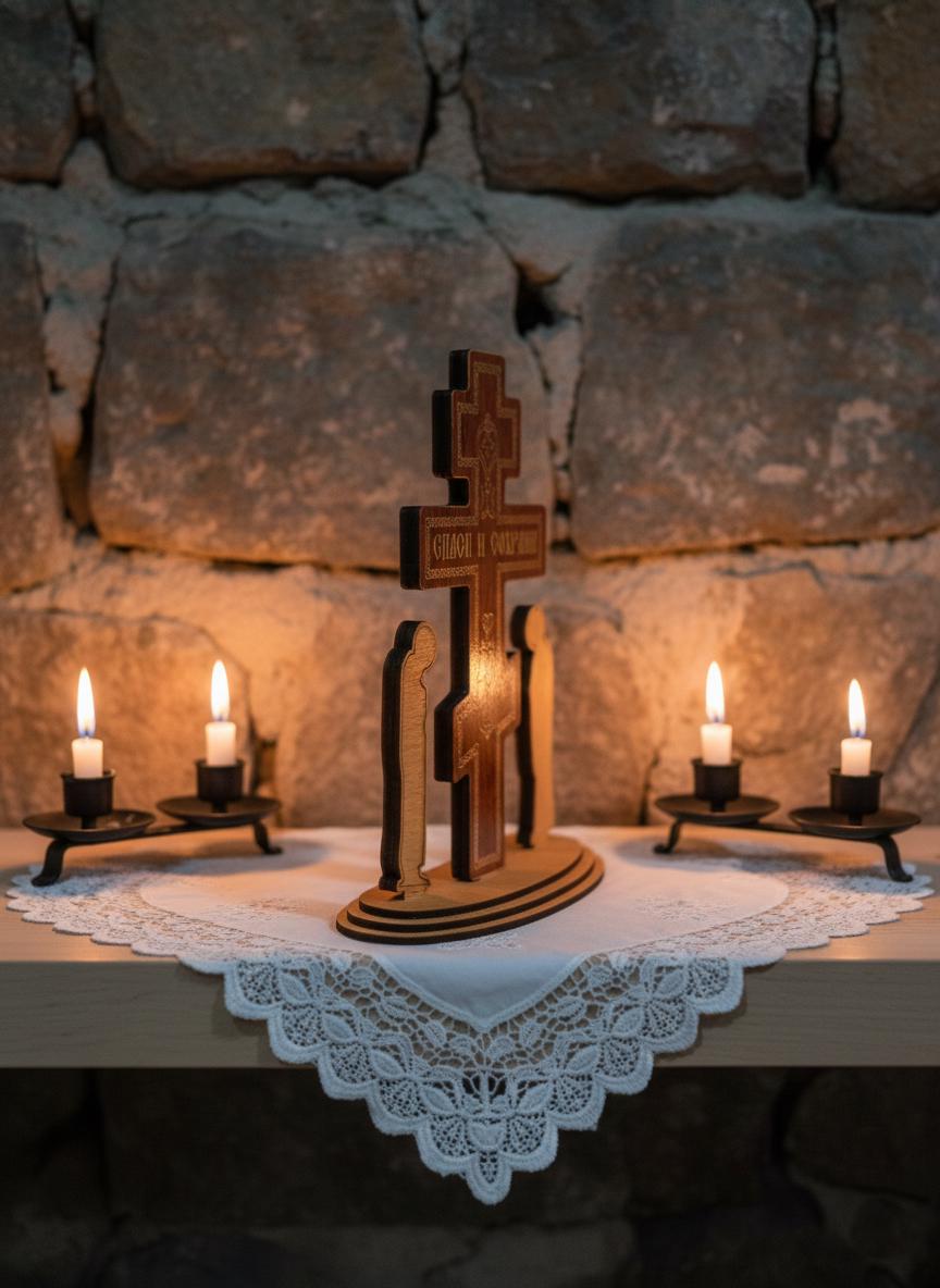 Mini Table Golgotha 8.27 in, Wooden Orthodox Crucifix, Golgotha Cross, Christian Altar Cross, Prayer Corner Decor, Religious Gift