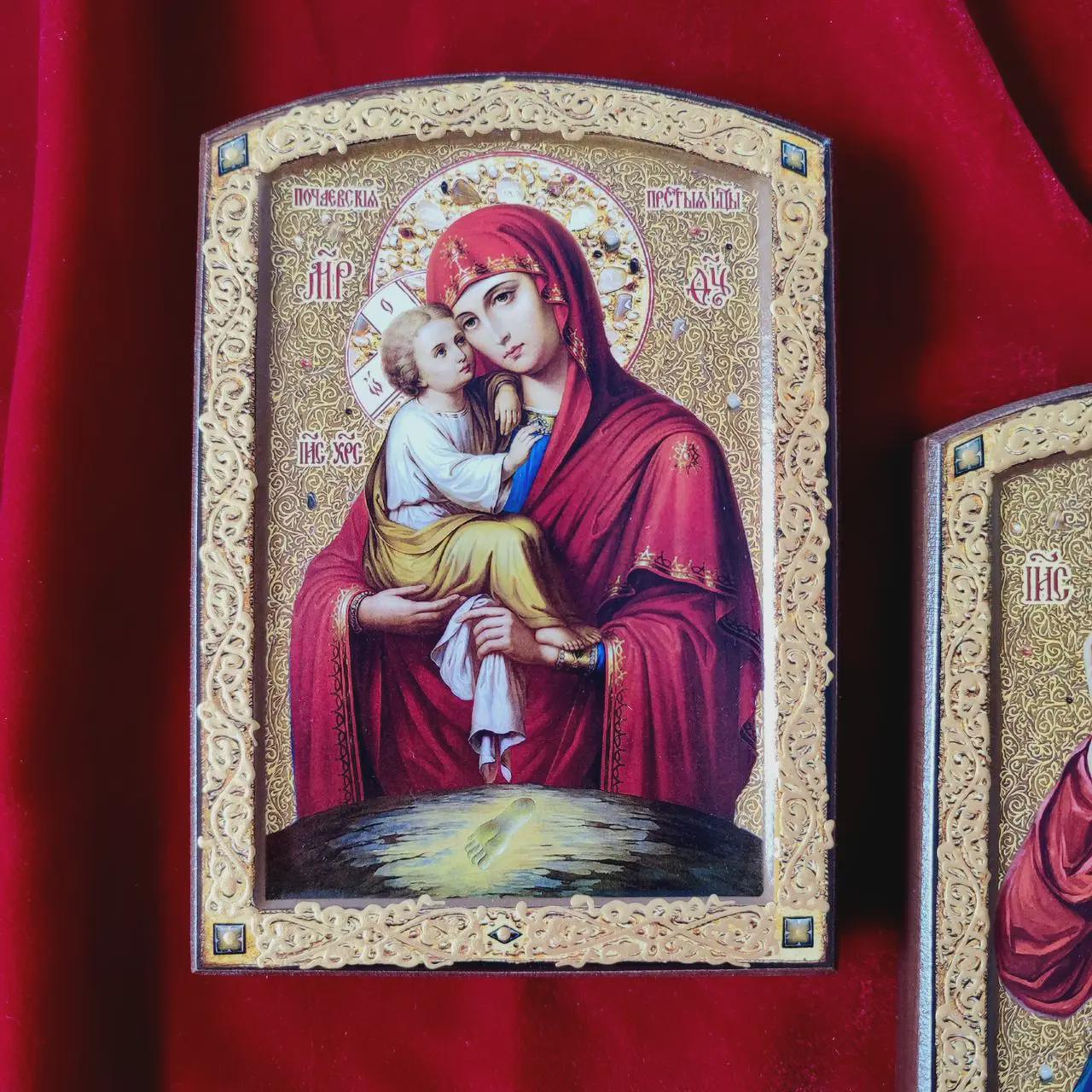 Wood Icons Pair 7.8x6.1 in, Ash Veneer, Orthodox Icons, Wedding Icons, Christian Decor.