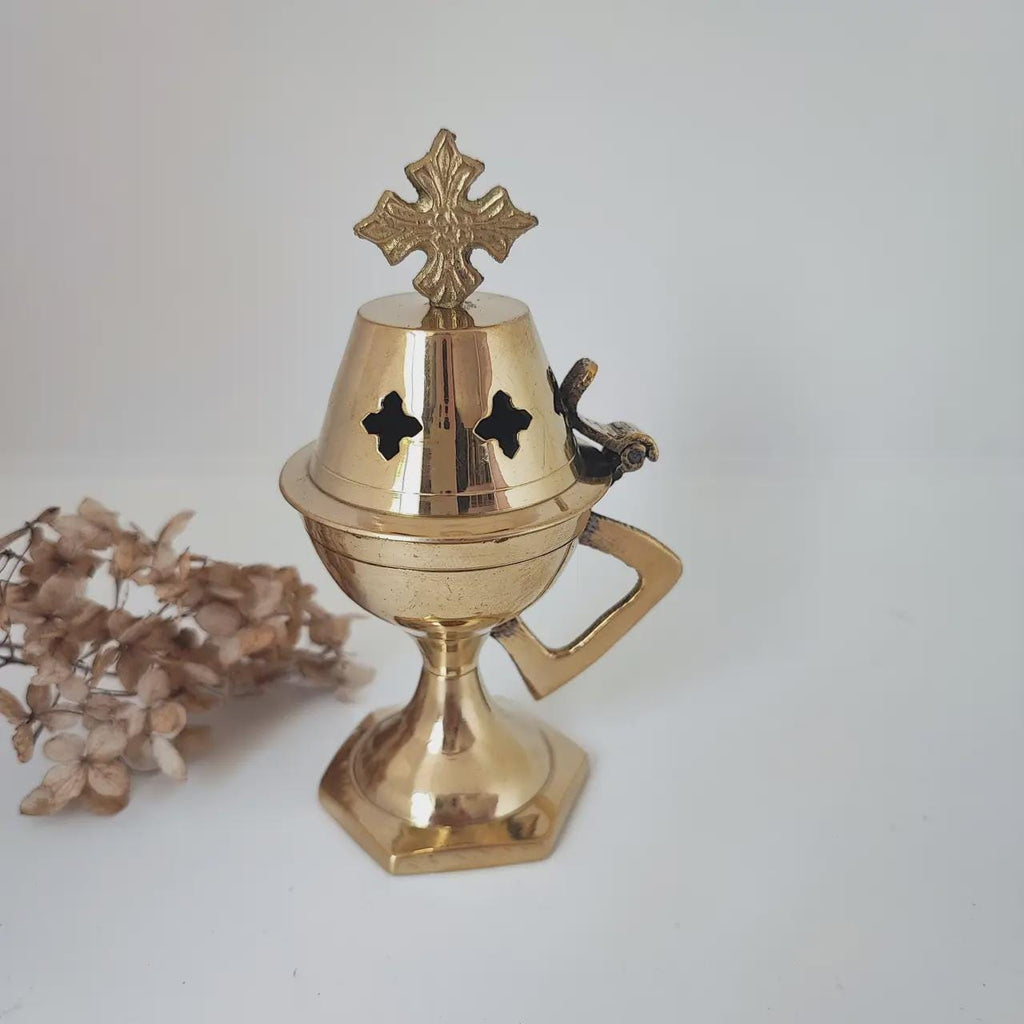 Metal Orthodox Tower Incense Burner, Greek Home Censer, Embossed Byzantine Censer, Church Incense Holder, Prayer Toolz