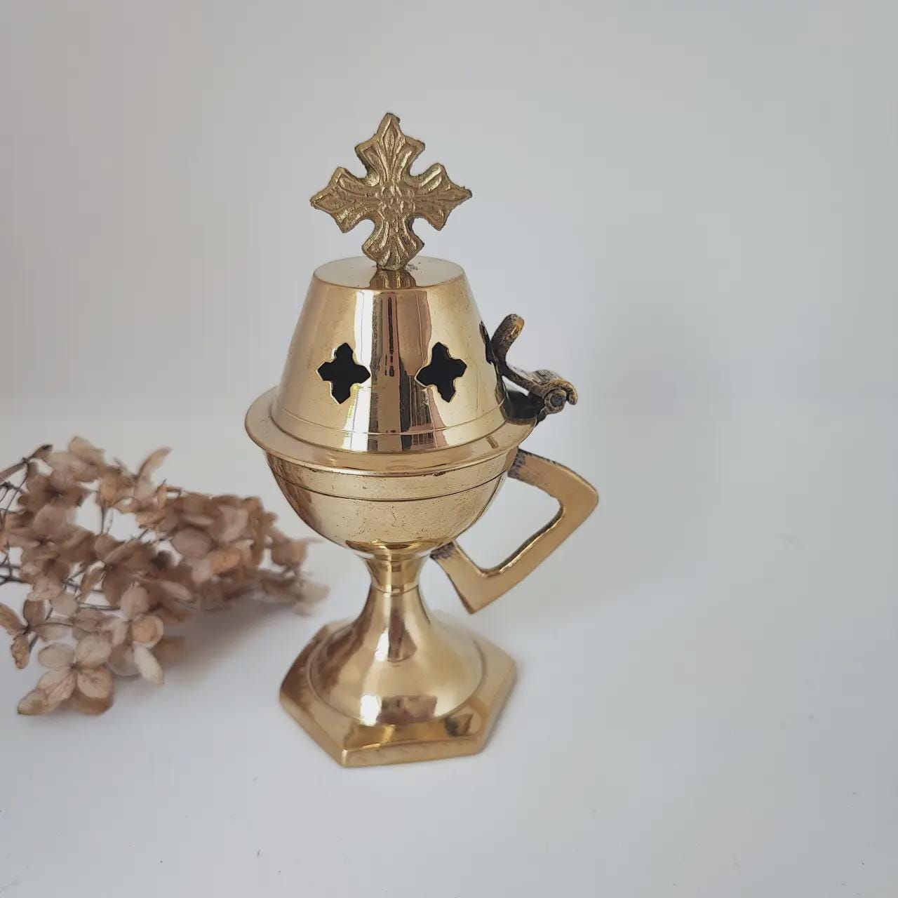 Metal Orthodox Tower Incense Burner, Greek Home Censer, Embossed Byzantine Censer, Church Incense Holder, Prayer Toolz