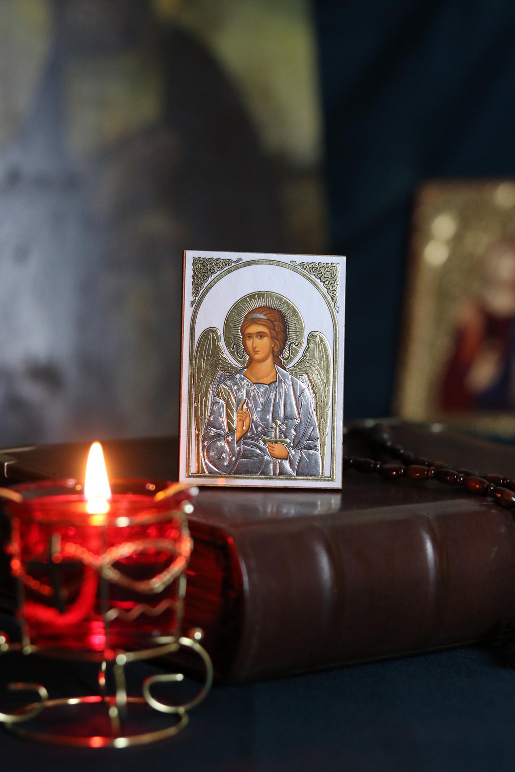 Wooden Orthodox Angel Icon 3.3in, Guardian Angel Icon, Small Prayer Icon
