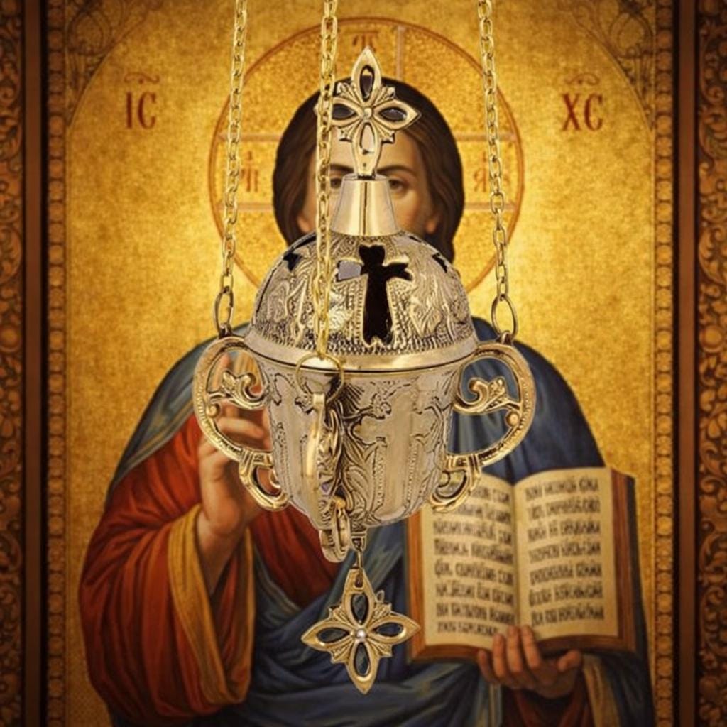 Brass Hanging Vigil Lamp Nickel Plated Orthodox Lamp 6.7in Church Decor
