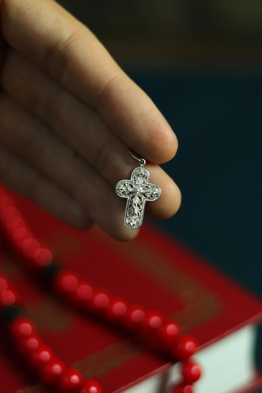 Sterling Silver Orthodox Cross Pendant – 1.57 g, 2.4 cm, Blessed Christian Crucifix