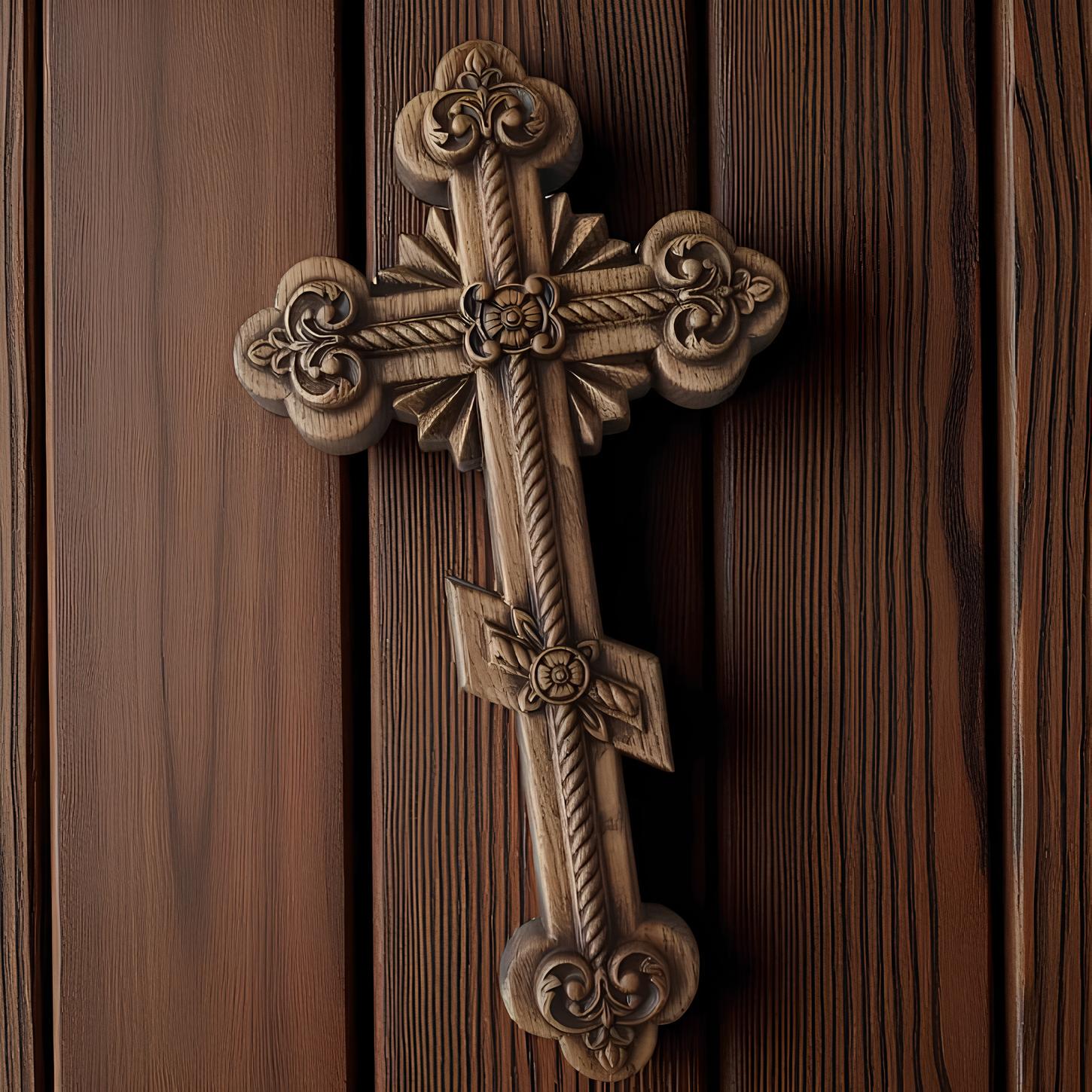 Orthodox Wooden Crucifix, Handcrafted Beech Wood Cross