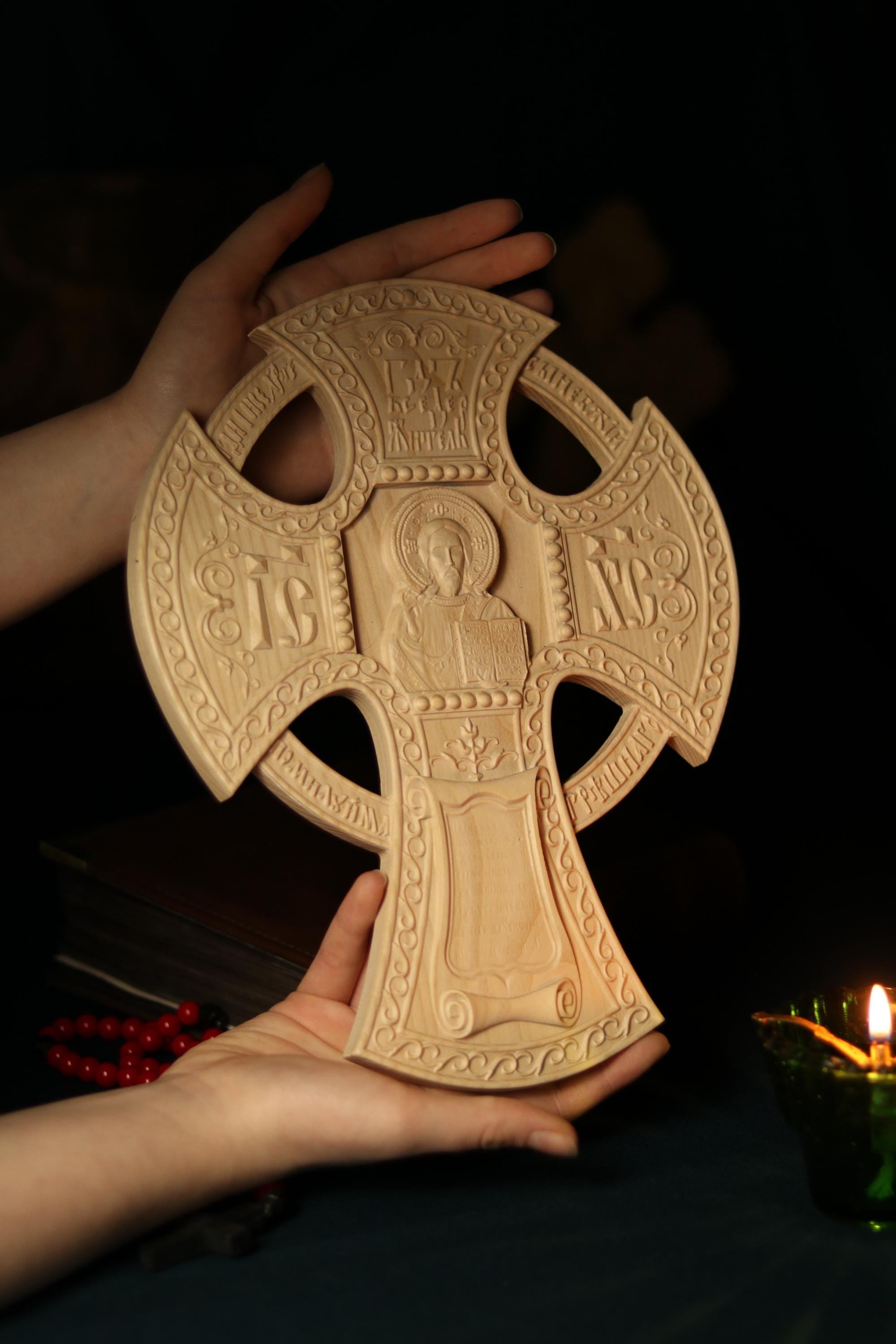 Wooden Beech Cross 12 Inch, Church Cross, Cross of Lord Jesus Christ, Christian Cross, Orthodox Cross