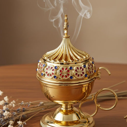 Christian incense set: censer, 50 grams of Greek incense and 6 tablets of charcoal.