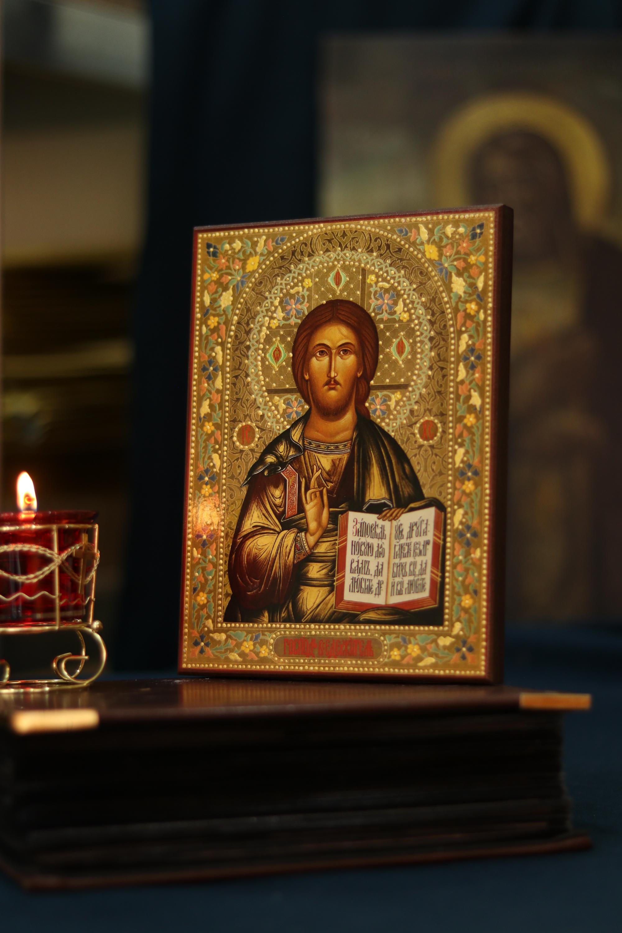Jesus Christ Pantocrator Icon Wooden Icon Orthodox