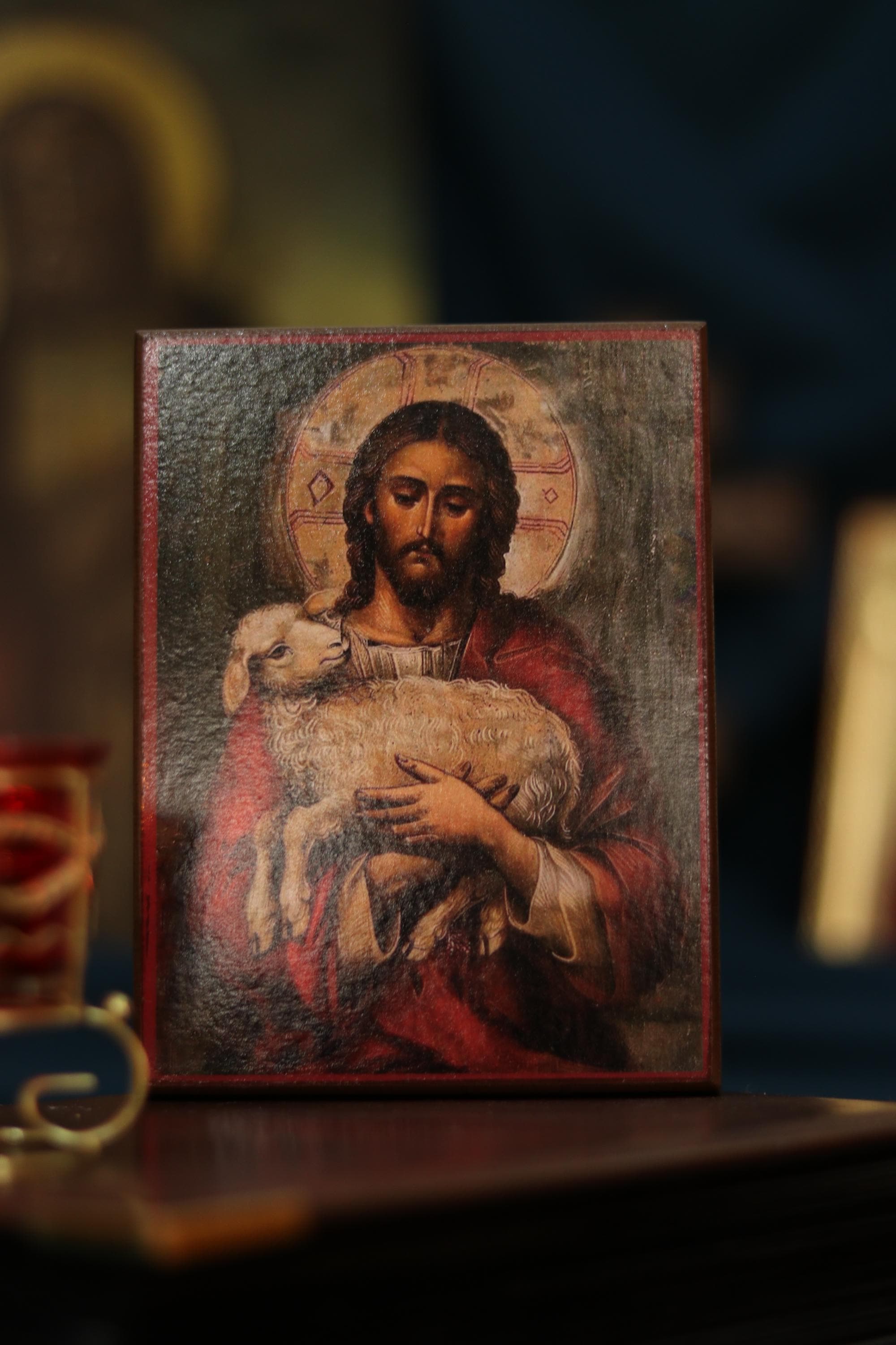 Orthodox Icon Jesus Christ Good Shepherd Wooden Icon