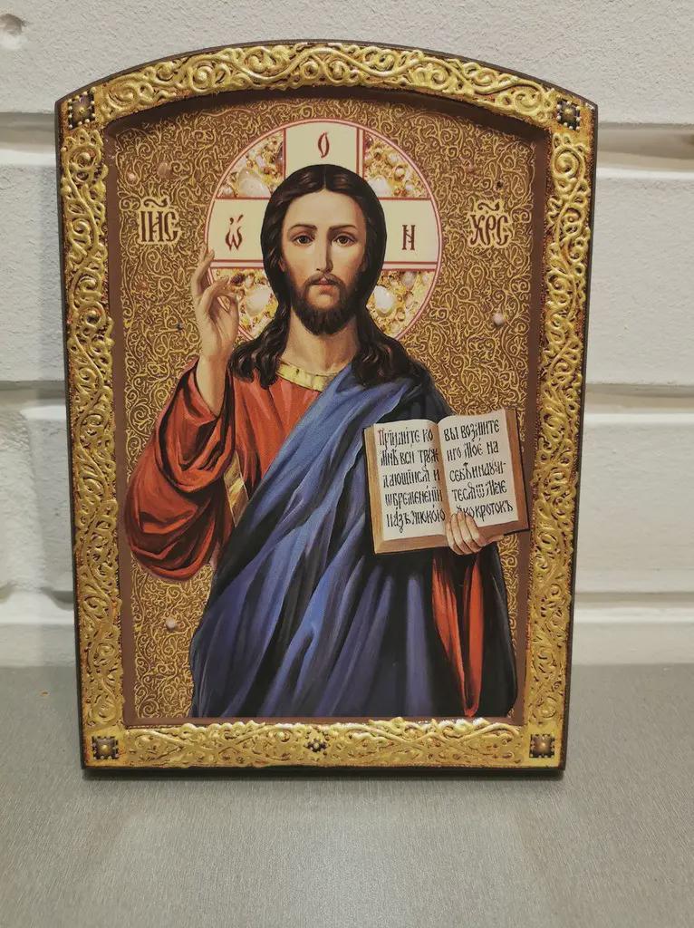 Wood Icons Pair 7.8x6.1 in, Ash Veneer, Orthodox Icons, Wedding Icons, Christian Decor.