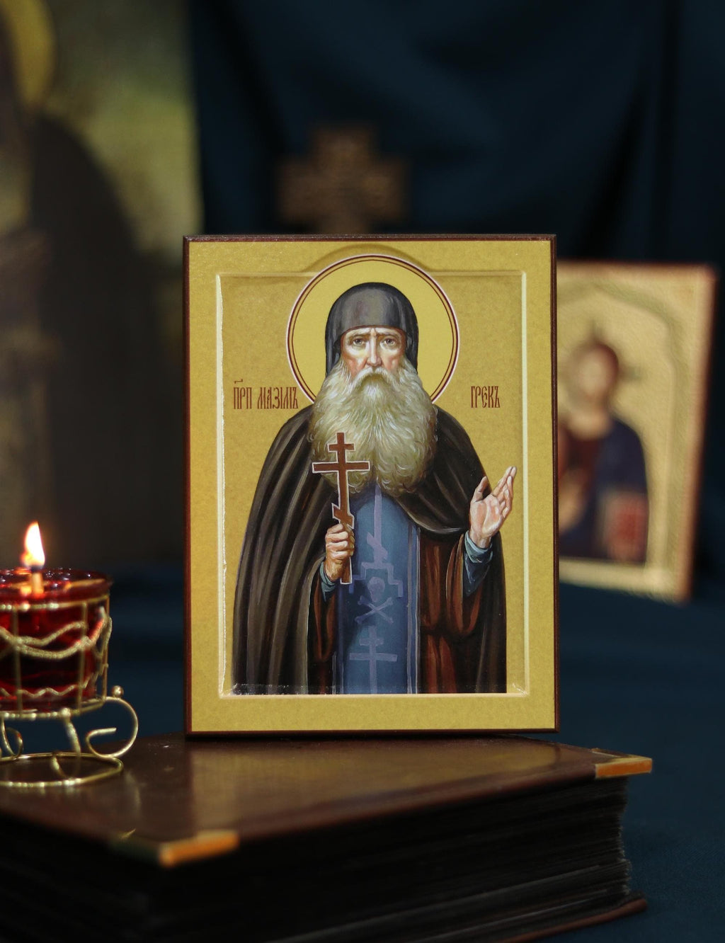 Saint Maximus the Greek Orthodox Wooden Icon Christian Prayer