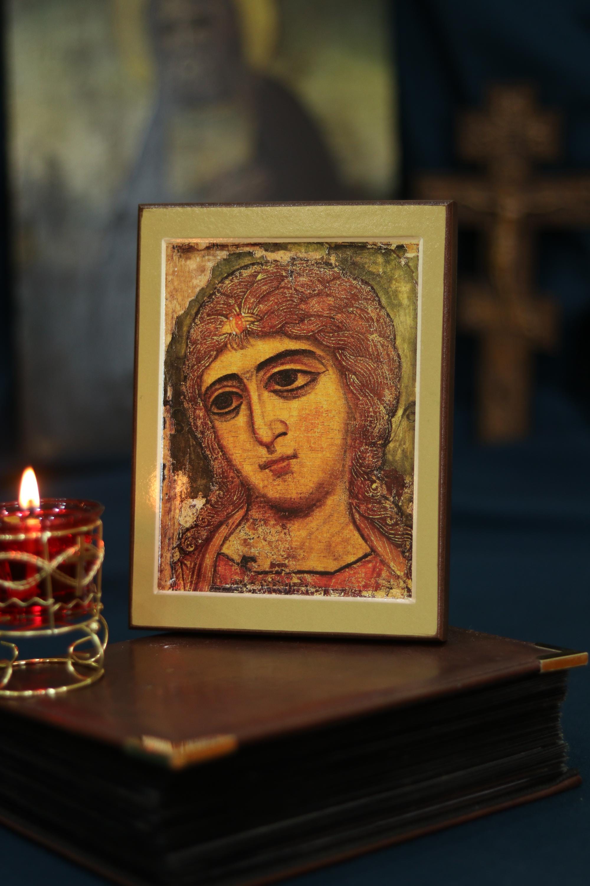 Archangel Michael Wooden Orthodox Icon, 4.7x6.3in-7.9x11in Saint Icon