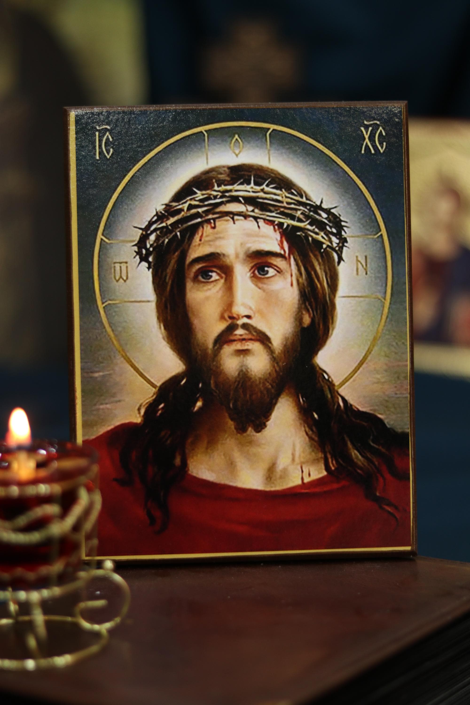Christ Crown of Thorns Icon, Wooden Icon Orthodox Icon