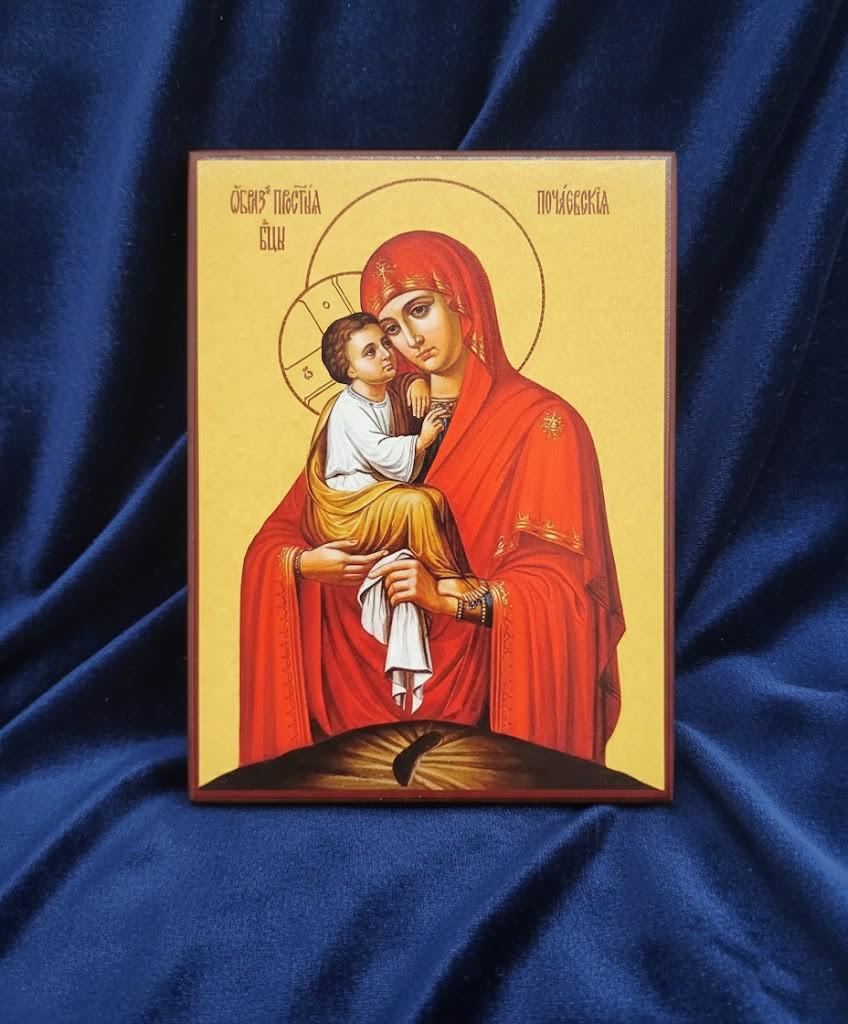 Pochaiv Mother Of God Icon Wooden Icon, Orthodox Icon, Holy Virgin Mary