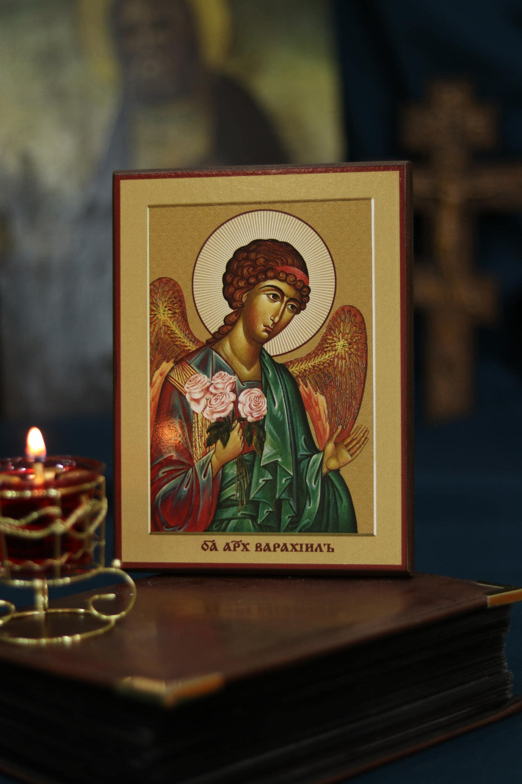 Archangel Barachiel Orthodox Wooden Icon Byzantine Prayer