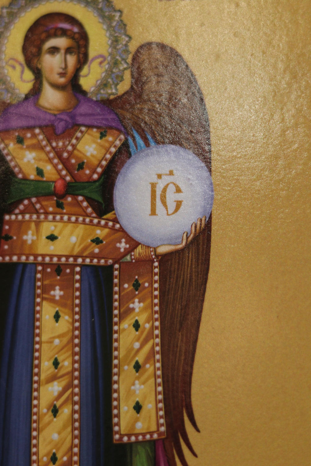 Guardian Angel with Sphere Icon Wooden Orthodox 6.3x4.7in