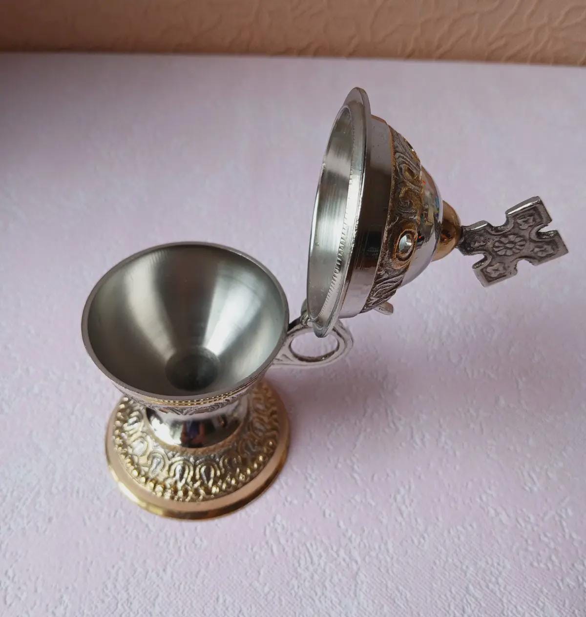 Incense Burner 5.5in x 2.3in Set, Greek Censer, Home Censer, Orthodox Incense, Church Incense.