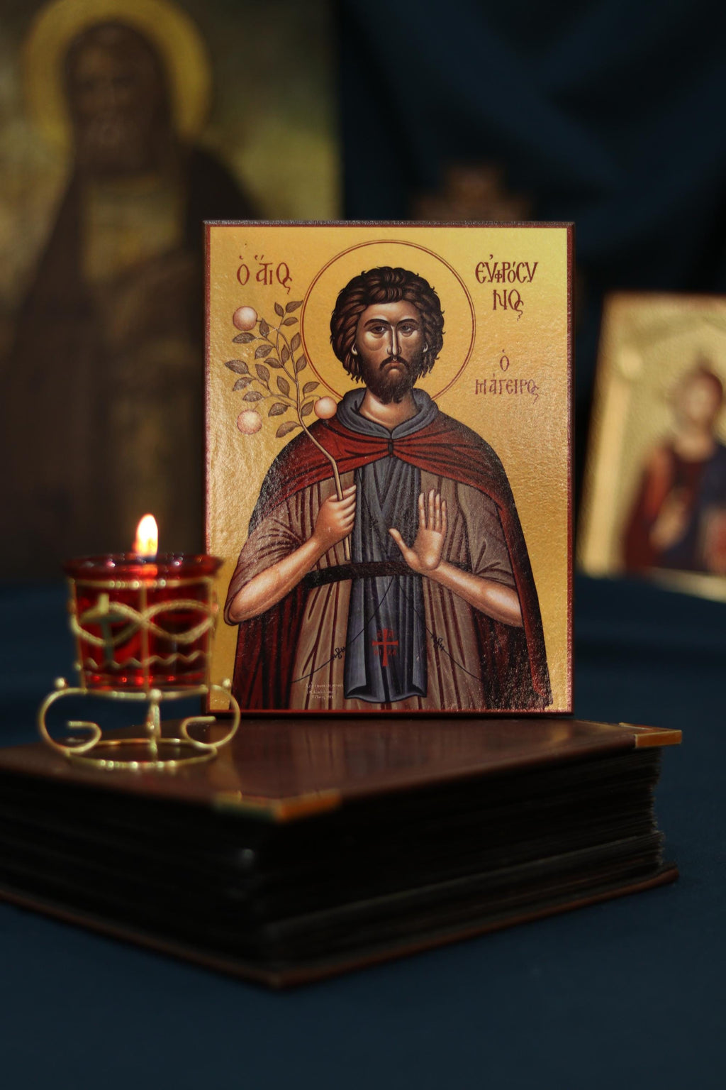 Orthodox Icon of Saint Euphrosynos the Cook – Wooden Icon Christian Icon