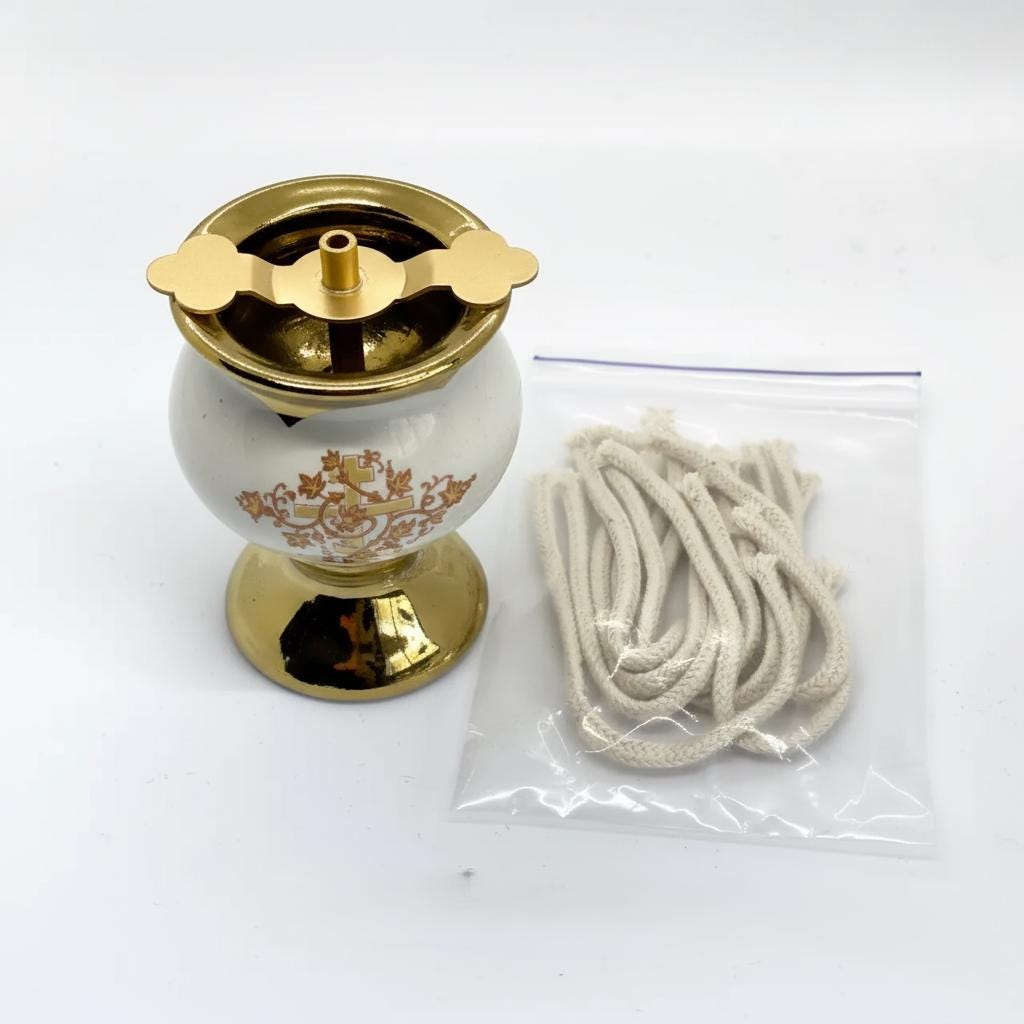 Orthodox Ceramic Handmade Oil Lamp 2.7 in